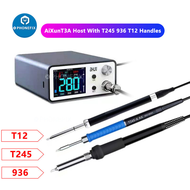 JC AIXUN T3A 200W Digital Soldering Station Mobile Phone Repair Tool Electric Solder Iron Tools with T245 T12 936 Handle Tips