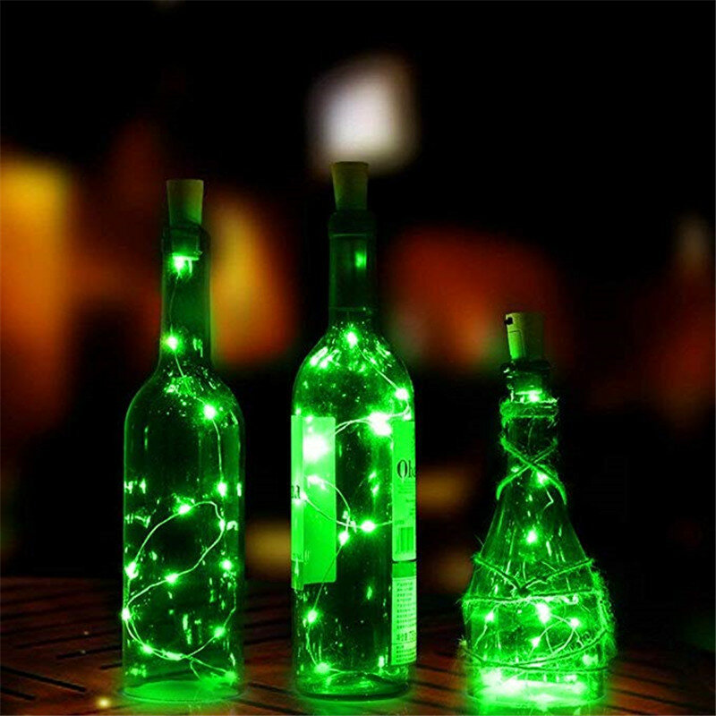 Lampu Botol Anggur Gabus Bertenaga Baterai 1M/2M DIY LED Lampu Tali Lampu Bar Pesta Ulang Tahun Botol Anggur Stopper Lampu Strip