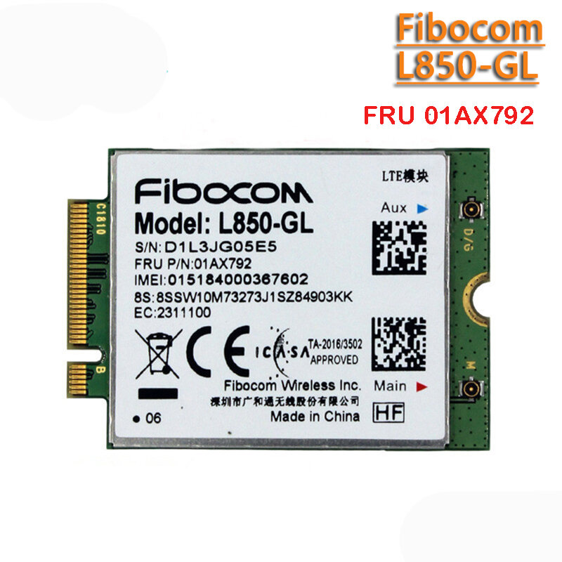 Fibocom L850-GL zu 01 ax792 lte cat9 modul für thinkpad x1 carbon 6./7. gen x280 t580 p52s p53 x1 yoga 5. gen l580 x380 yoga