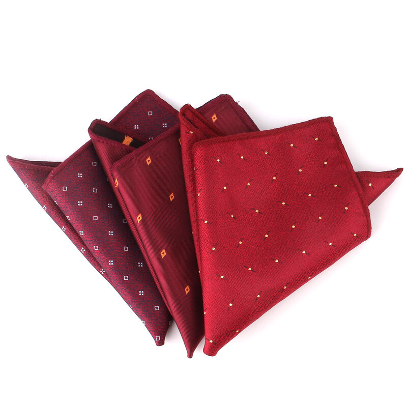 New Red Pocket Square For Men Jacquard Chest Towel Wedding Hanky Gentlemen Hankies Men's Suits Handkerchief Groom Pocket Towel