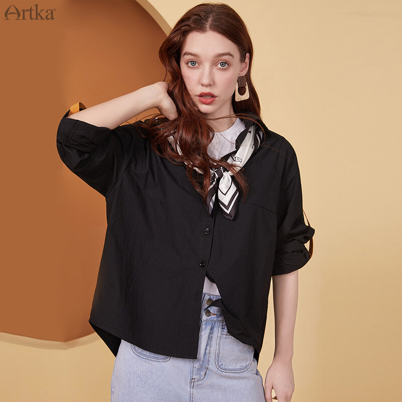 Camisa feminina manga longa solta 4 cores, camisa artka 2020 moda outono