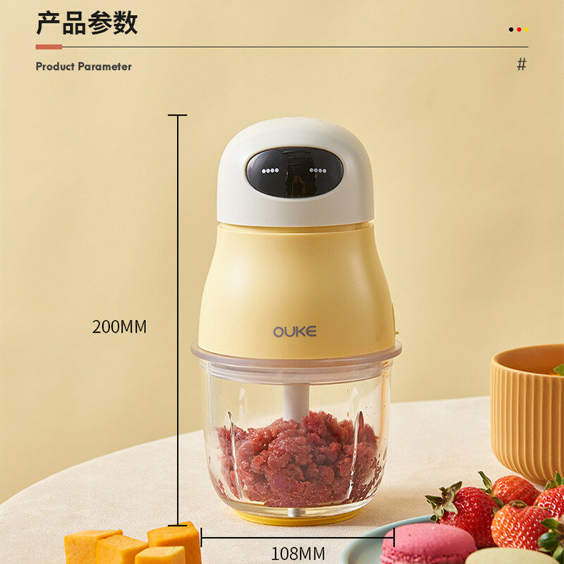 Mini picadora de carne eléctrica multifuncional para el hogar, máquina de cocina portátil de carga inalámbrica para alimentos de bebé