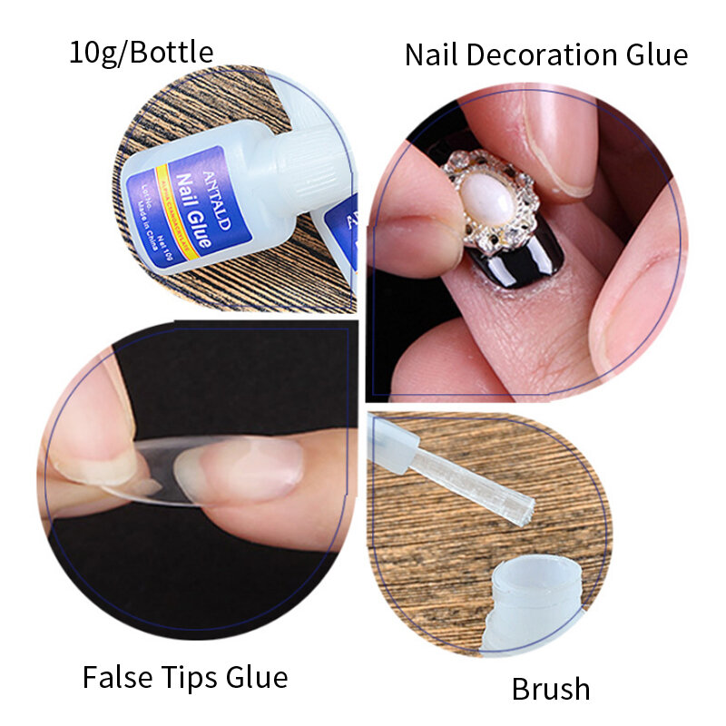 Colle à ongles à séchage rapide pour faux ongles N64.Glitter, décoration acrylique avec brosse, colle pour faux ongles, outils de soin des ongles collants, 10g
