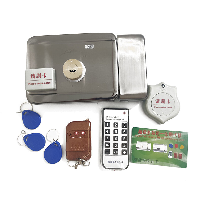 Smart Remote Control ID Card Tag Door Gate Lock Castle Access Control Electronic Integrated RFID Rim Lock Double RFID Reader