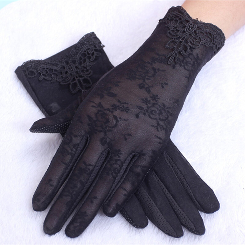 1pair Women Wedding Gloves Summer Sunscreen Lace Gloves Lady Outdoor Anti UV Sun Mittens Thin Gloves QLY1124