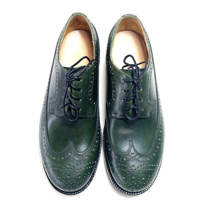Sipriks goodyear welted sapatos de couro de bezerro sapatos brogue verde escuro wingtip vestido sapatos britânicos feitos à mão terno gent 45