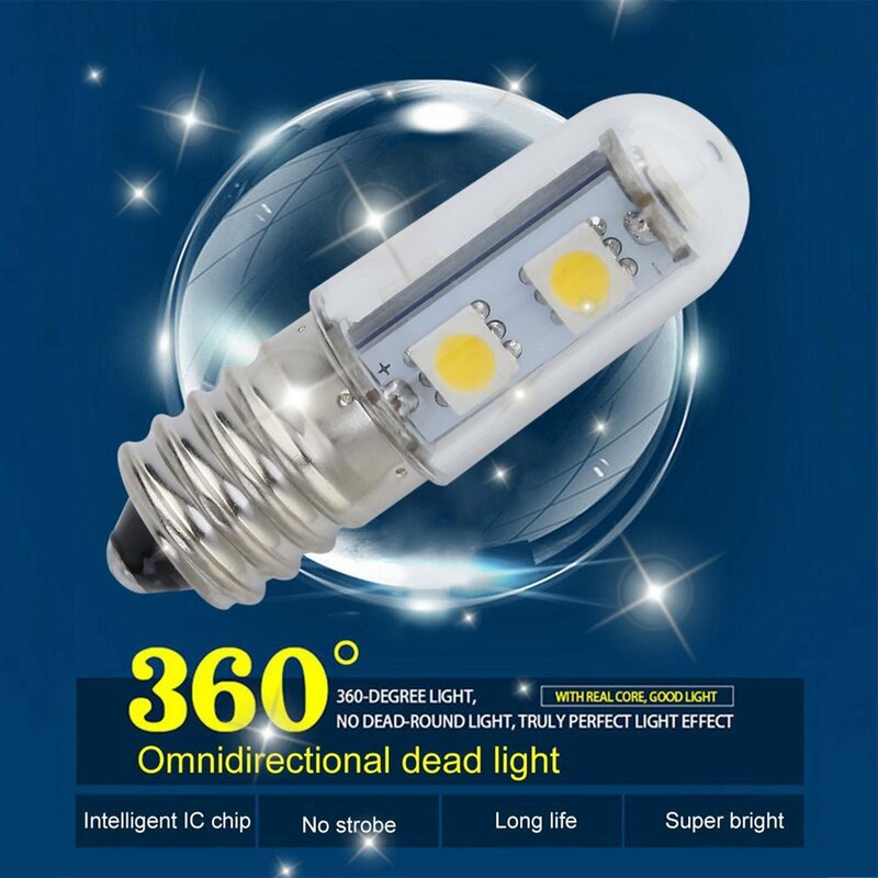 Mini E14 1W 7 LED 5050 SMD สีขาวสำหรับจักรเย็บผ้าตู้เย็นโคมไฟ220V หลอดไฟ LED