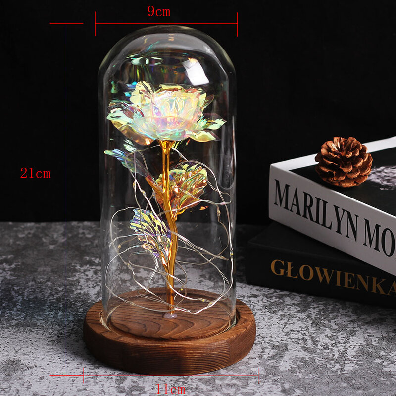 Enchanted Rose With LED Lights In Glass Dome Beauty And The Beast Rose For Valentine's Day Thanksgiving Mother's Day Girl's