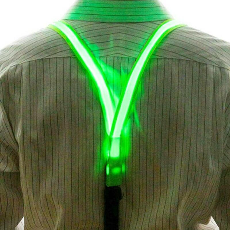 Novelty Light Up Suspenders Clip-on LED Light Night Cycling Adult Glow In The Dark Elastic Y-back Adjustable Suspenders Arm Band