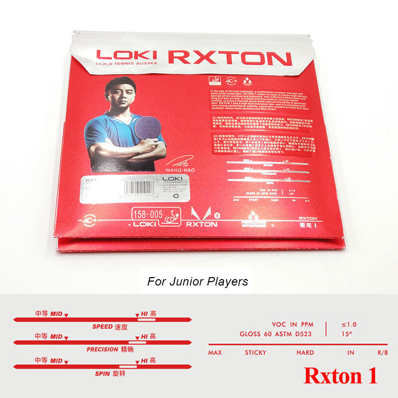 Loki Rexton 1 Tenis Meja Karet Merah Hitam 1 Pak ITTF Disetujui Raket Ping Pong Karet untuk 40 + Bola