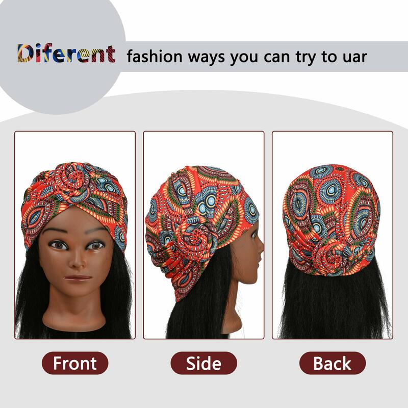 Moda 2022, wstępnie wiązane nakrycia głowy dla kobiet Turban Bonnet Afrykańska opaska na głowę Bohemia Muzułmańska czapka hidżab