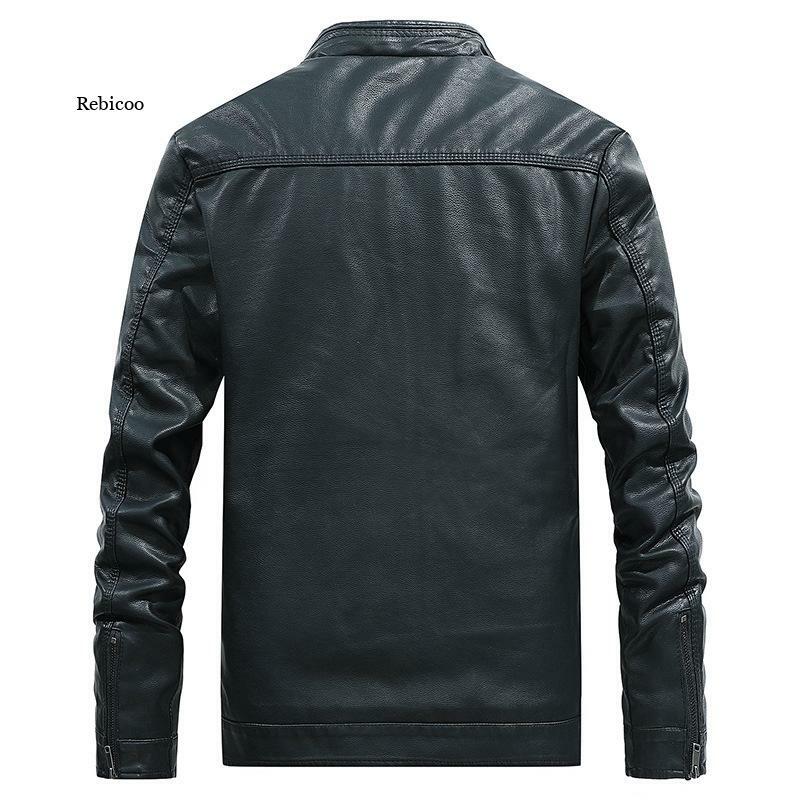 2021 marke Frühling Herbst Neue Männer der Jacken Solide Kragen Pu Leder Mantel für Männliche Jacken Oberbekleidung Kleidung Bekleidungs