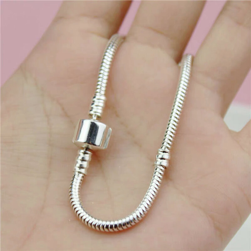 YANHUI oryginalna tybetańska srebrna bransoletka 3mm miękka/gładka wąż łańcuszek bransoletka pasuje ręcznie robione koraliki/bransoletka Charms