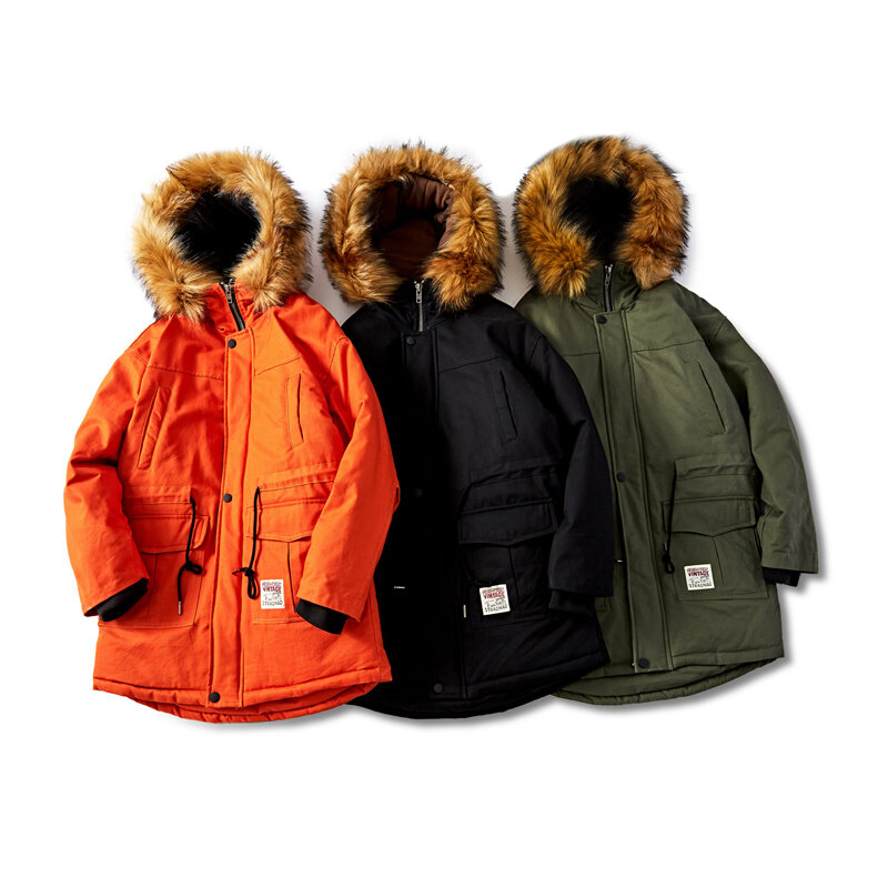 새로운 겨울 캐주얼 롱 스타일 후드 코튼 패딩 재킷 남성 두꺼운 모자 방풍 패션 남성 파카 포켓 코트, 2020