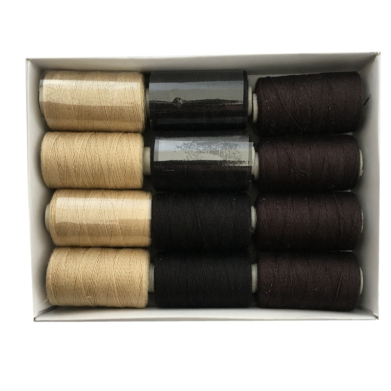 12 рулонов, черная нить для плетения волос, хлопок, швейная нить, 1000 ярдов, 12 рулонов, одна коробка, подарок, 1 шт., 6,5 см, изогнутая игла C