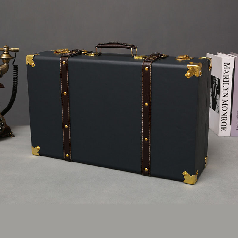 Valise en cuir vintage personnalisée, coffre à main de voyage de luxe, grands bagages sous le lit, boîte de rangement pour vêtements, poubelle antique