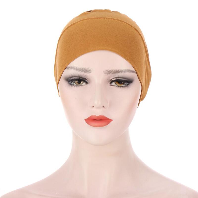 Elastyczna damska gładka wewnętrzny hidżab czapka islamska damska opaska Turban pod chustą czapka Musulman Femme pod chustami czapki
