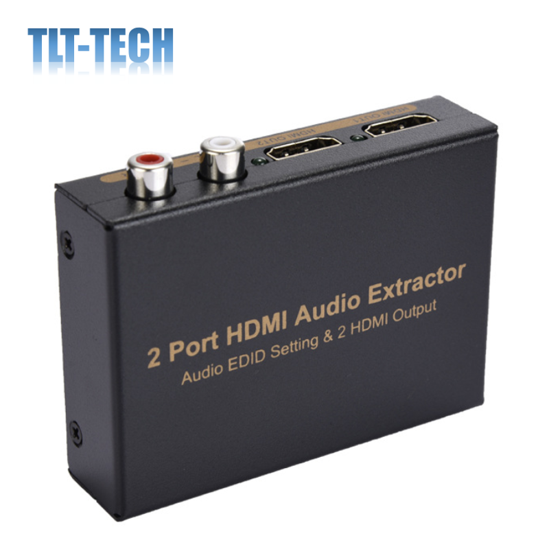 Extractor de Audio HDMI 1080P, 2 puertos, ajuste EDID 3D y 2 salidas HDMI para DVD, PS3, X360box