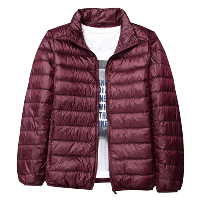 남성용 초경량 다운 재킷, 휴대용 스탠드 칼라 다운 파카, 방풍 오버코트, 6XL, 겨울 코트