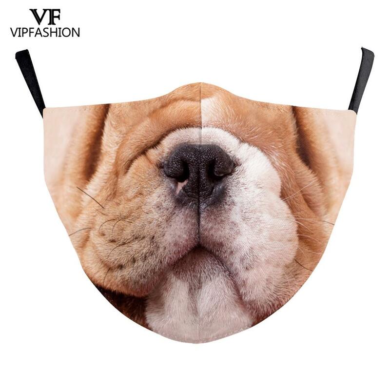 VIP FASHION-Mascarilla lavable Unisex, máscara con estampado de animales divertidos, cerdo y cachorro, nuevo diseño, ajustable