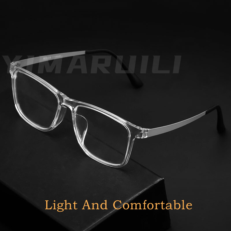 YIMARUILI 초경량 패션 사각 편안한 대형 안경, 순수 티타늄 광학 처방 안경 프레임, HR3068