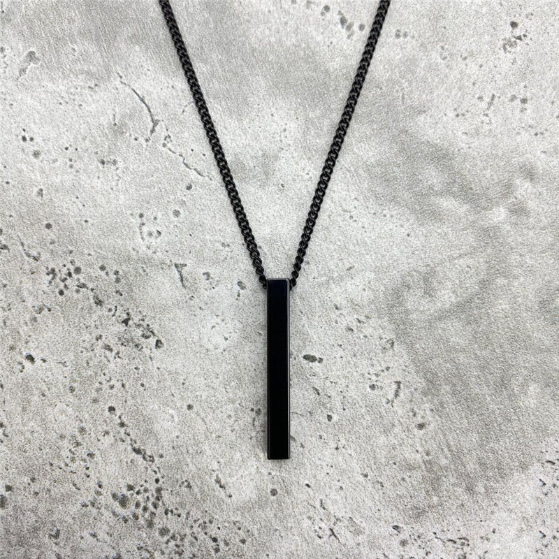 hot classic Rectangle Pendant Necklace men Stainless Steel Black color Cuban Chain Necklace For Men Jewelry Gift