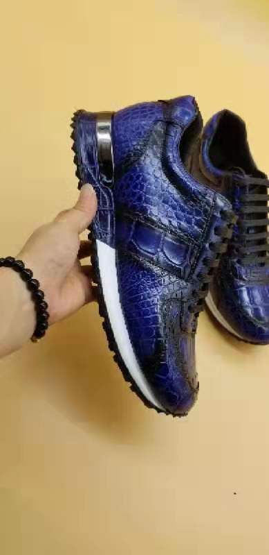 Zapatos de piel de cocodrilo 100% auténtica para hombre, calzado de vestir a la moda con forro de piel de vaca, de la mejor calidad, color azul oscuro y negro