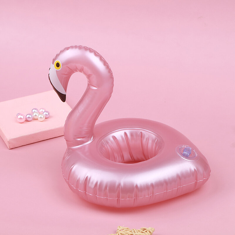 Mini Inflatable Flamingo Pool Float Toys Drink Float Cup Holder Swimming Ring Party Toys