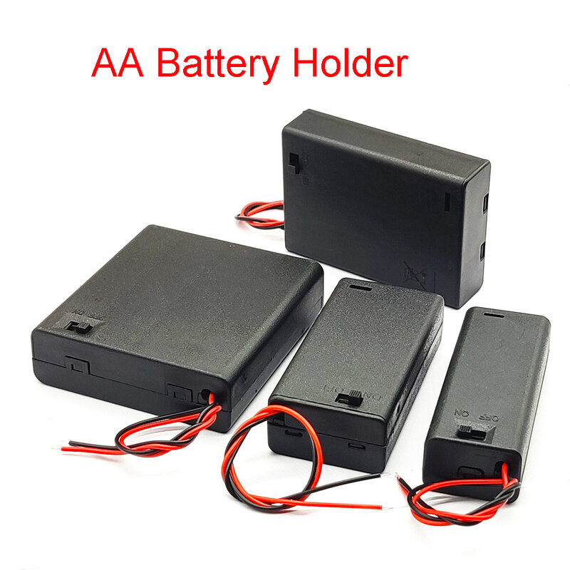 1/2/3/4 Slots AA Battery Holder 1.5V/3V/4.5V/6V AA Battery Storage Box With Leads Wirees ON/Off Switch Screw Cap Case Back Cover