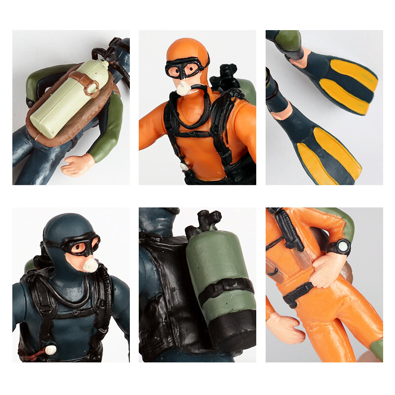 Figuras de aventura submarina de buceo, modelo de simulación de plástico, muñeca de baño, decoración, figura de acción, juguetes educativos para niños