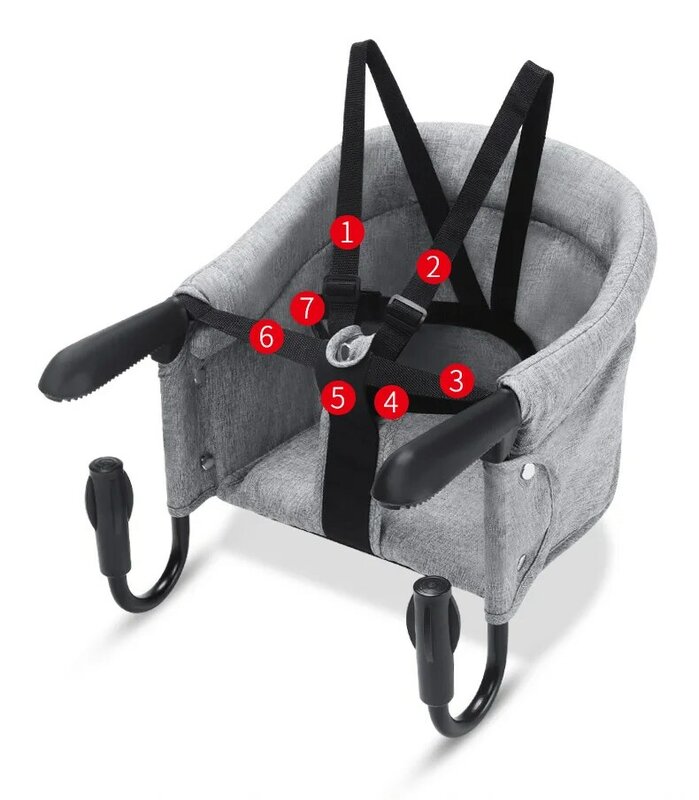 Trona plegable para cena de bebé, asiento de refuerzo portátil para alimentación de bebé, con cinturón de seguridad