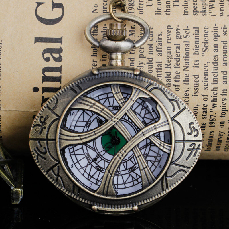 Reloj de bolsillo de cuarzo para hombre y mujer, colgante de cadena con forma de ojo, cazador de Ojos de dragón, temática de película, regalos