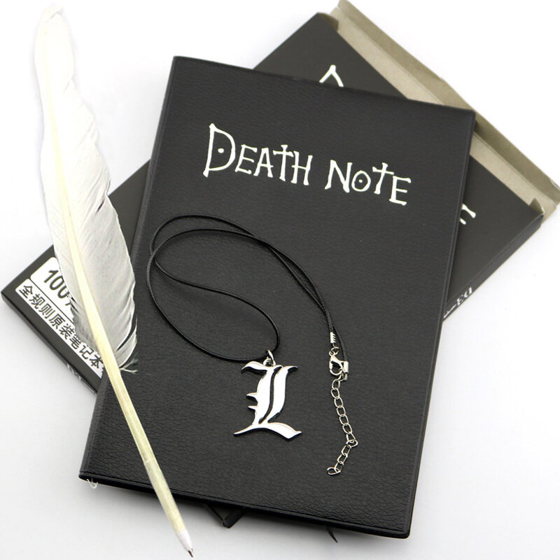 Death Note Anime Caderno Conjunto, Diário e Colar de Couro, Caneta Pena, Animação Art Writing Jornal, A5