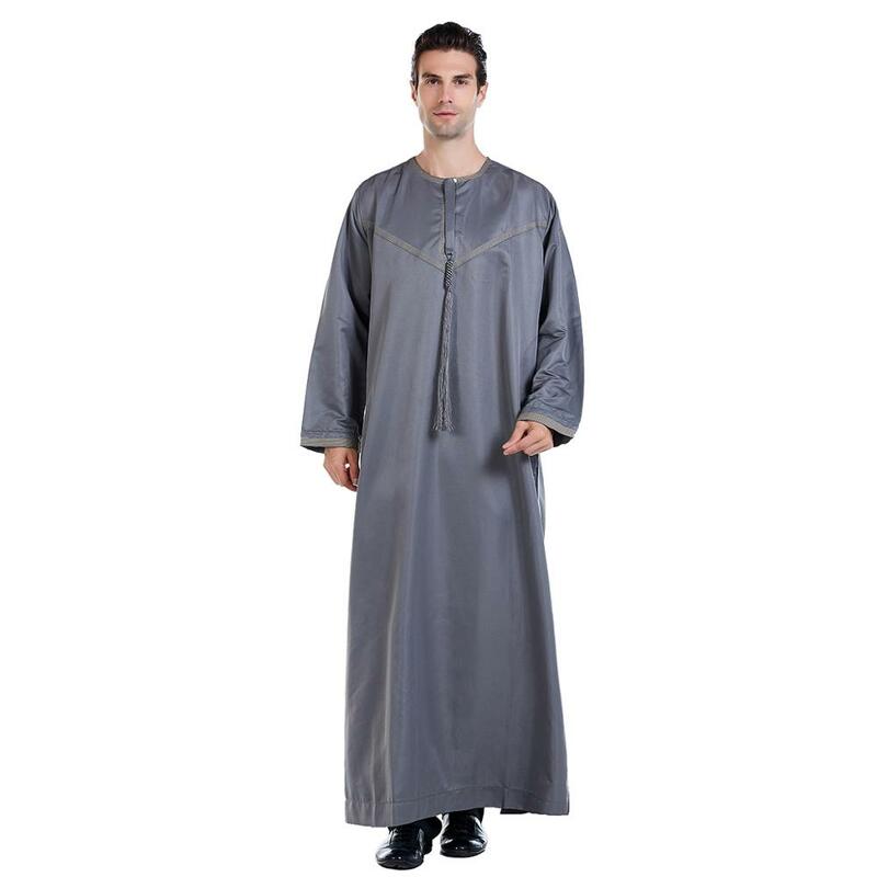 Hanyimidoo muçulmano abaya para homem jubba thobe médio oriente longo vestes kaftan dubai árabe adulto manga longa roupas islâmicas