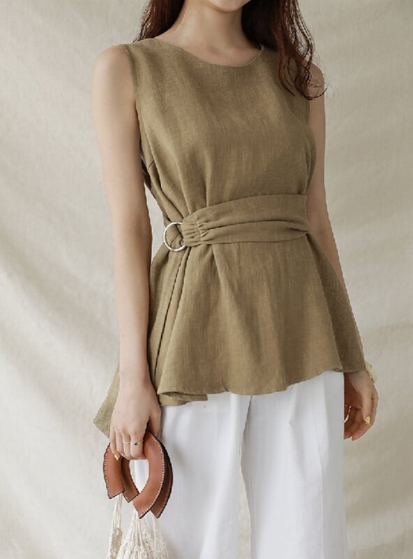 Женская Асимметричная блузка Colorfaith, повседневная винтажная блузка без рукавов из хлопка и льна, модель BL6666 на лето, 2020