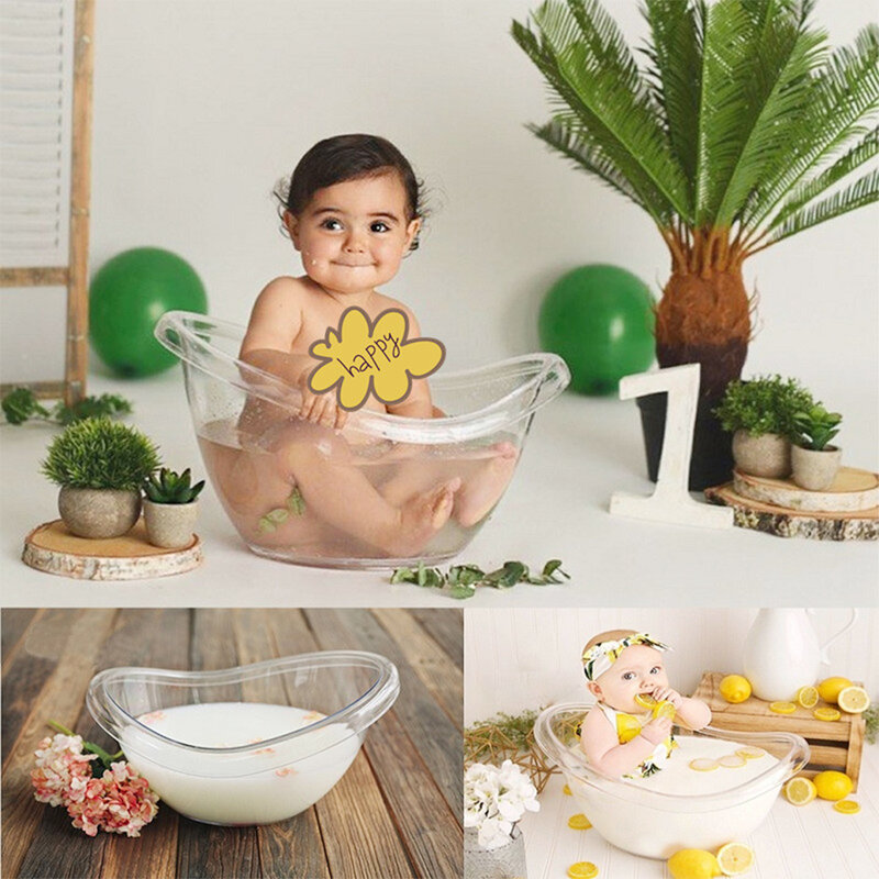 Accesorios de fotografía de bebé, Mini bañera de leche transparente de plástico, accesorios de fotografía de estudio de bebé, cuna para sesión de fotos