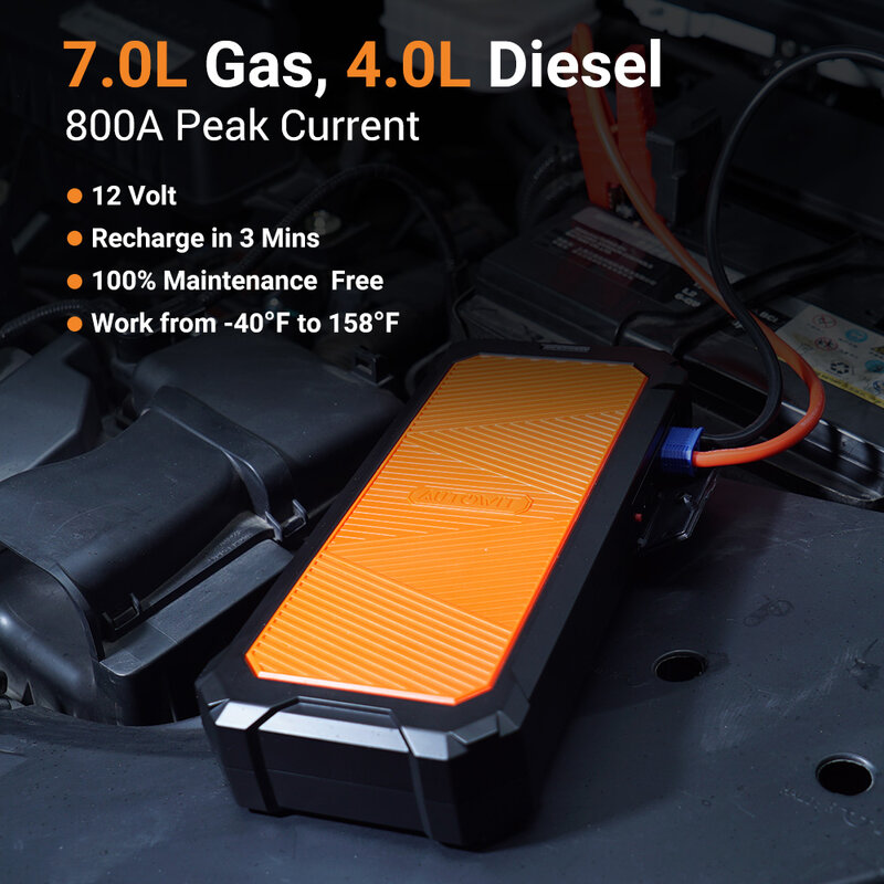 Autowit – démarreur de moteur de voiture, 2, 12 volts, sans batterie, Portable (jusqu'à 7,0 l de gaz, 4,0 l de Diesel), accessoires