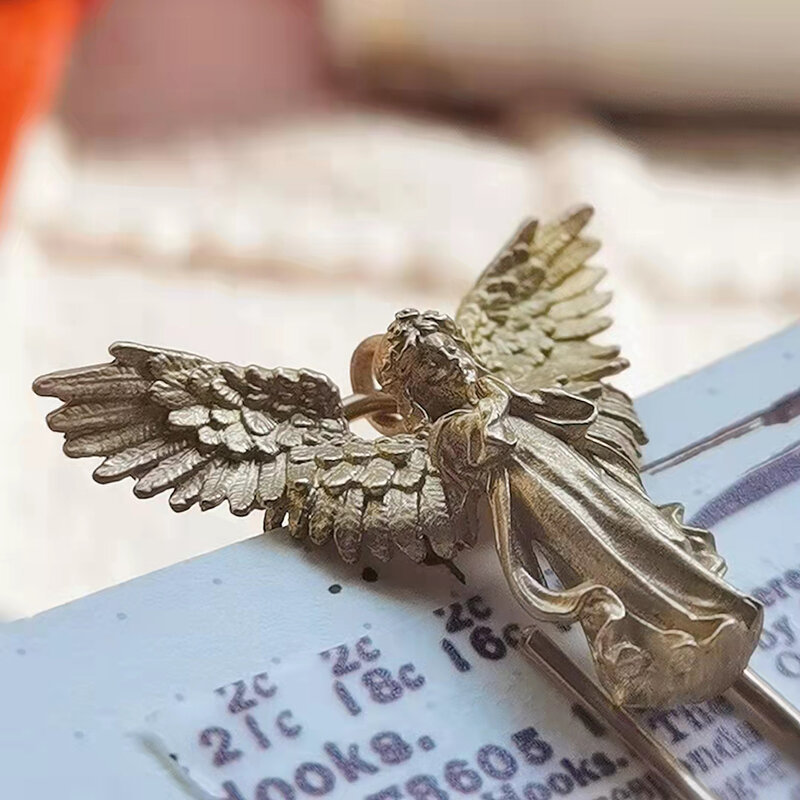Ins clipe de anjo de bronze do vintage estilo europeu marcadores moda diário decoração planejador clipe bonito papelaria