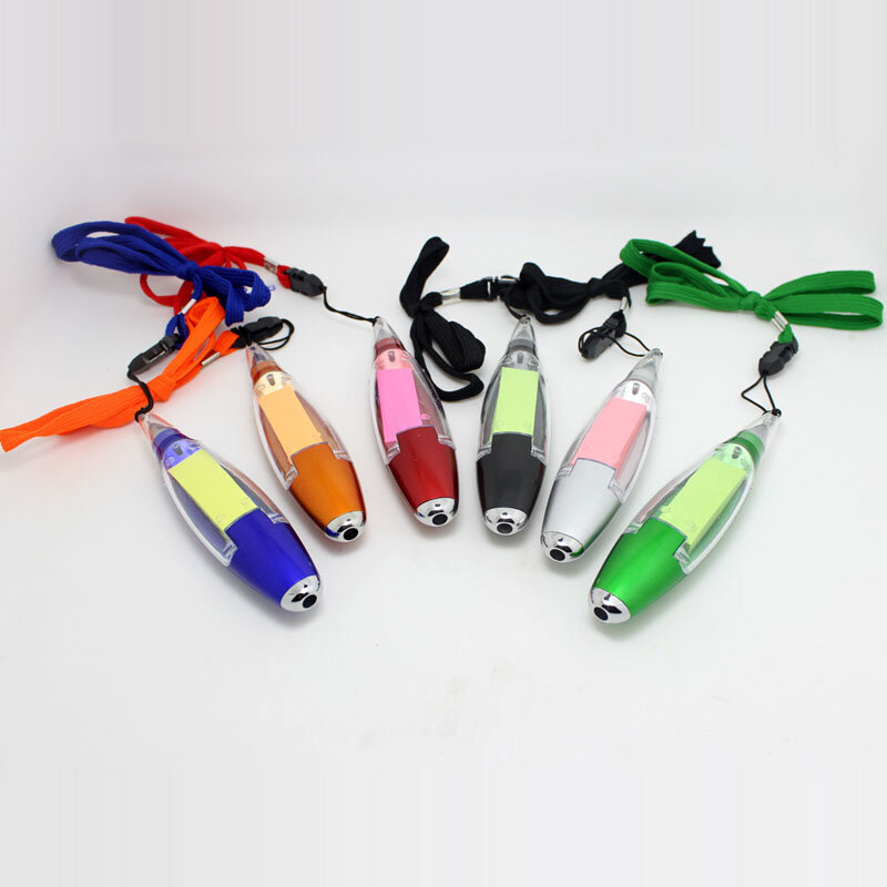 Kreatif Pulpen Portable Menggantung Leher Multifungsi Ball dengan Catatan Kertas Cute LED Light Pen Novel Perlengkapan Sekolah
