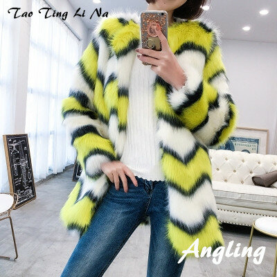 Top brand High-end New Style Fashion Women Faux Fur Coat 19C11  high quality