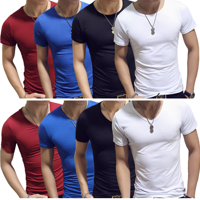 Mrmt 2024 brandneue Herren Kurzarm T-Shirt Hals schlanke Farbe Bottom ing T-Shirt für männliche Jugend Tops T-Shirt