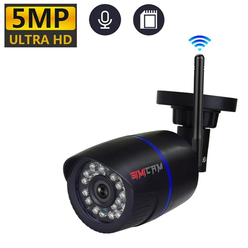 Simicam – caméra de Surveillance extérieure IP Wifi intelligente 5MP 2KHD, ONVIF P2P, Audio, avec port carte SD, sans fil, ICSee