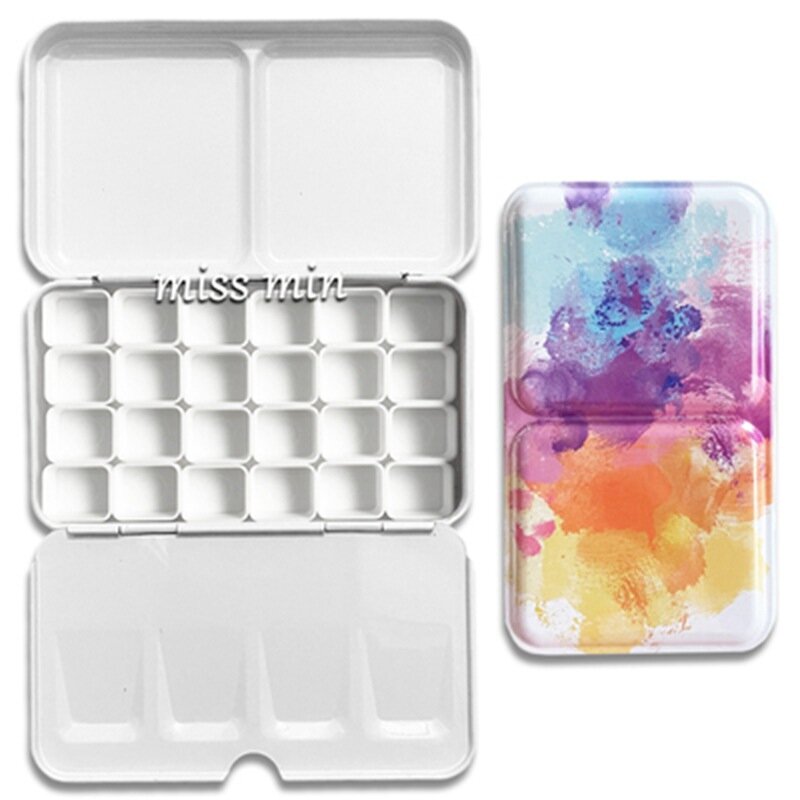 Starry Watercolor/Oil/ Acrylic Paints Tins Box Empty Palette Painting Storage Paint Tray Box with Half Pans For Art Supplies