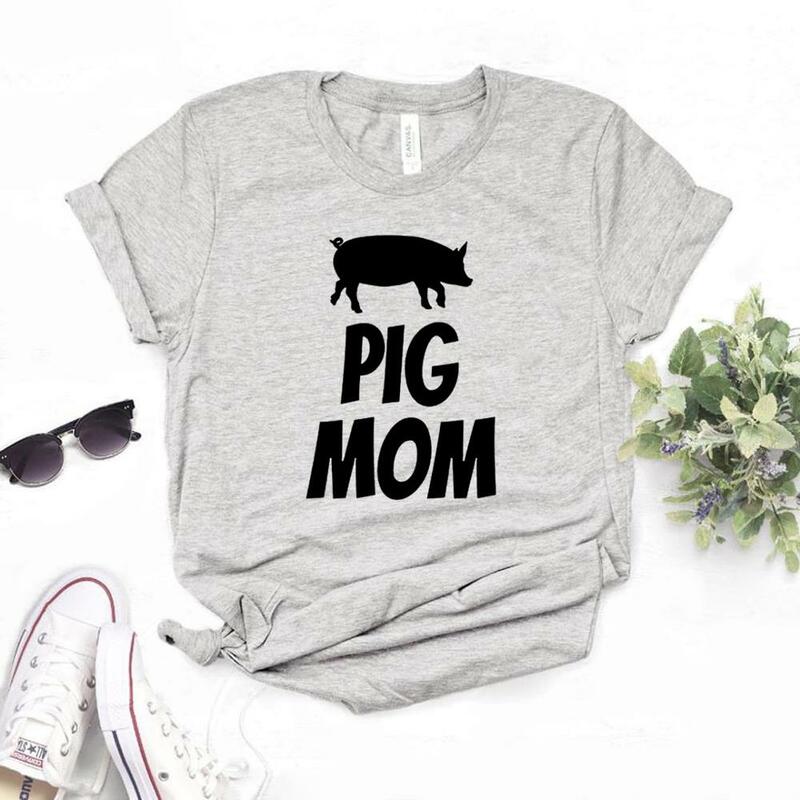Pig Mom Print Women tshirt Cotton Casual Funny t shirt For Yong Lady Girl Top Tee 6 Colors Drop Ship NA-439