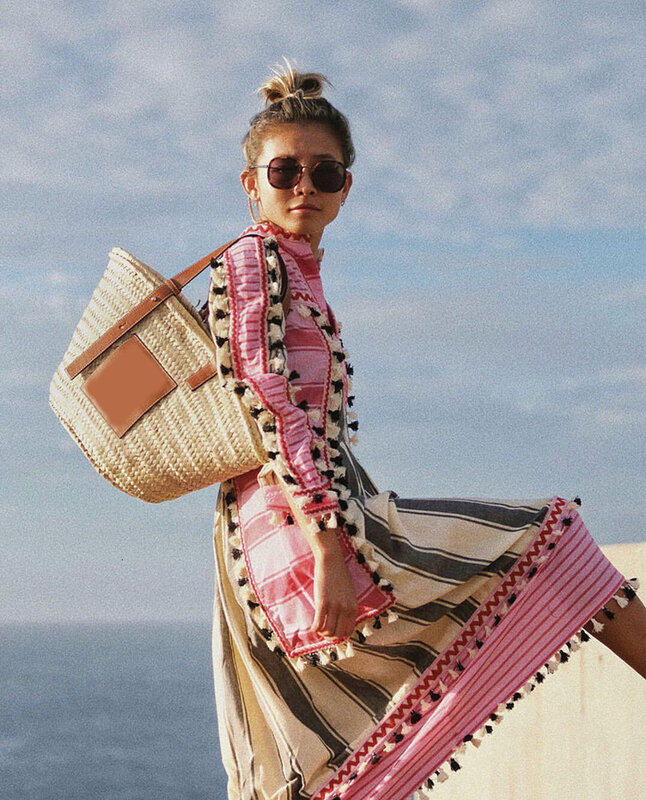 Bolsa de palha para praia, nova bolsa de palha famosa feminina em rattan verão de 2020, bolso torebka koklask en paille