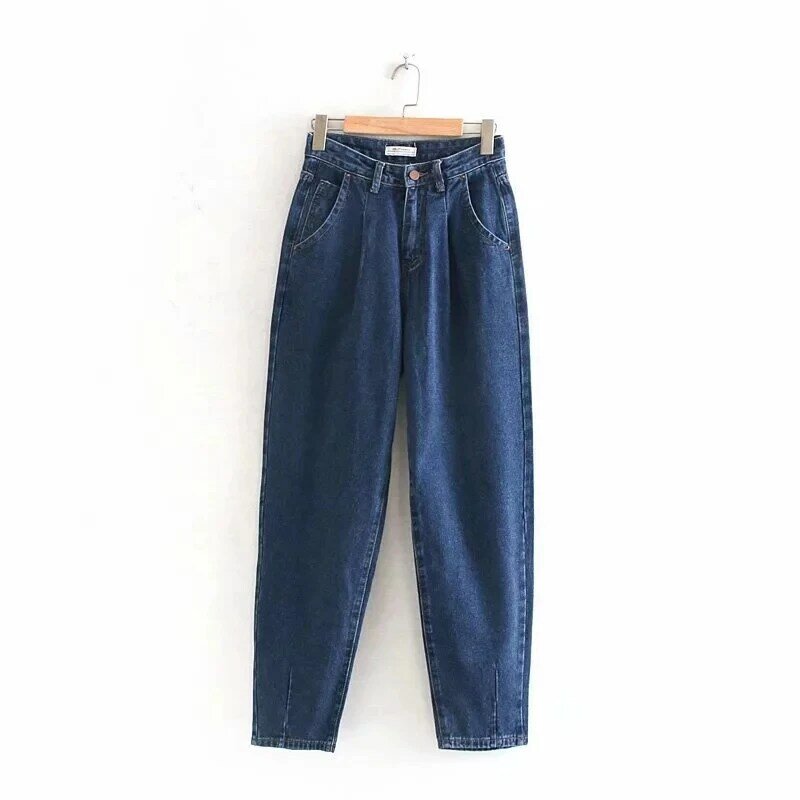 Welken england high street vintage mom jeans frau hohe taille jeans lose gefaltete jeans für frauen boyfriend-jeans OVERALLS