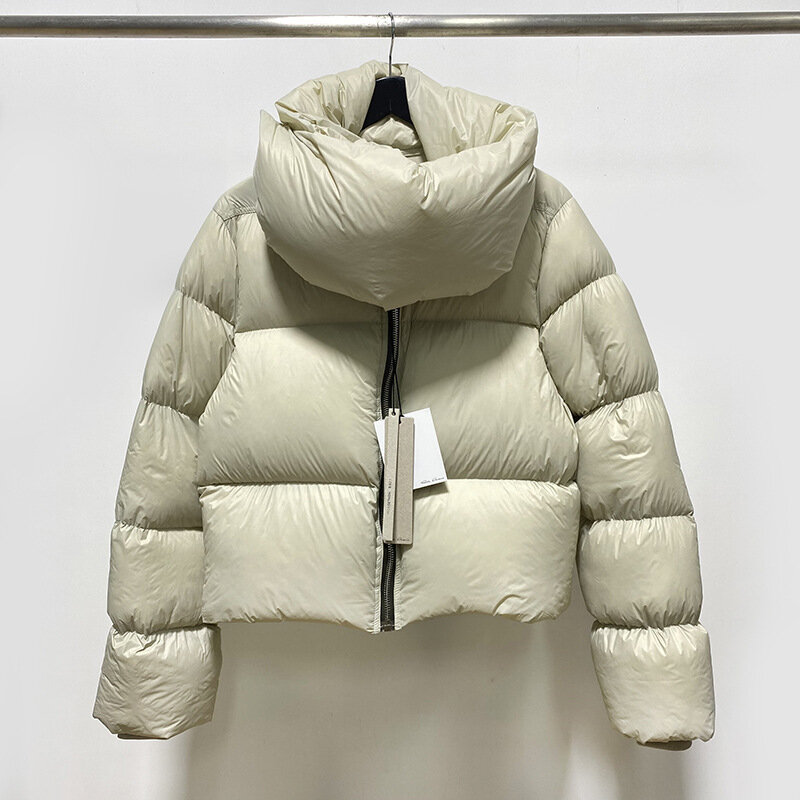 2021 nowy zimowy temperament podmiejski biały puch kaczy koreański styl zipper stand-up przypinka do kołnierzyka talia dół kurtki dla kobiety