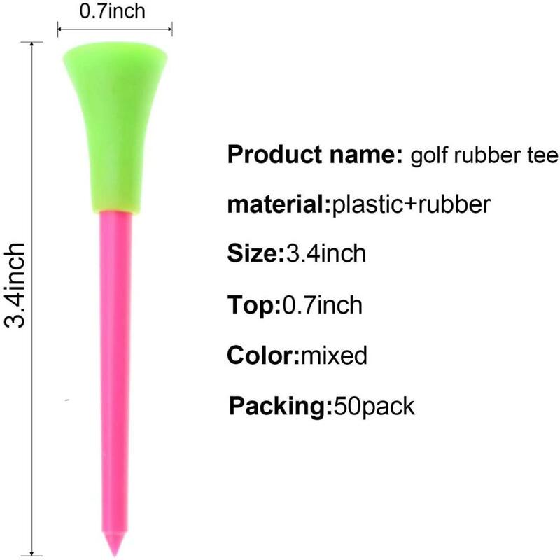 Crestgolf 83mm/70mm/54mm multi cor plástico t de golfe de borracha durável almofada superior t golfe acessórios 50 pcs/pacote