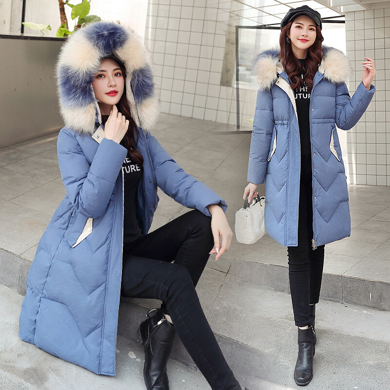 새로운 가을 겨울 중간 길이 여성 파카 솔리드 지퍼 긴 소매 후드 두꺼운 아웃웨어 코트 자켓, 패션 코튼 2019
