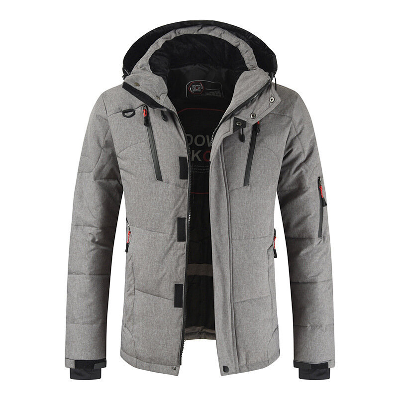 Мужская зимняя куртка с капюшоном, однотонная теплая ветрозащитная Повседневная куртка большого размера на толстой молнии, стандартное пальто